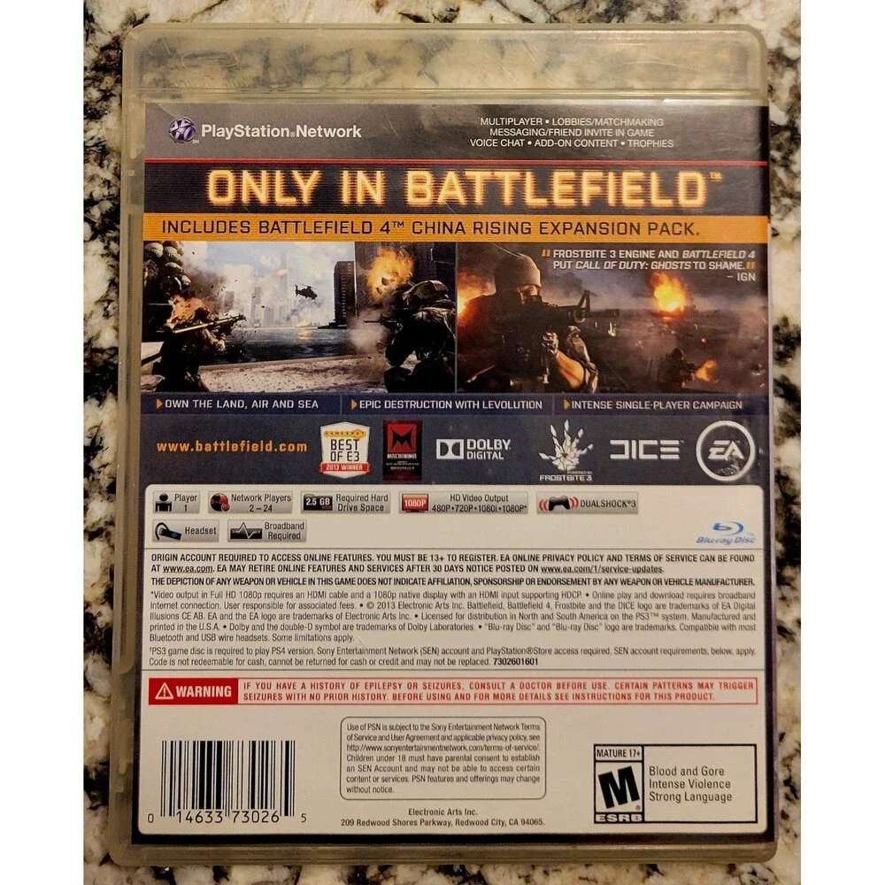Sony PlayStation 3 PS3: Battlefield 4,CHINA RISING EXPANSION INCLUDED, FAST SHIP